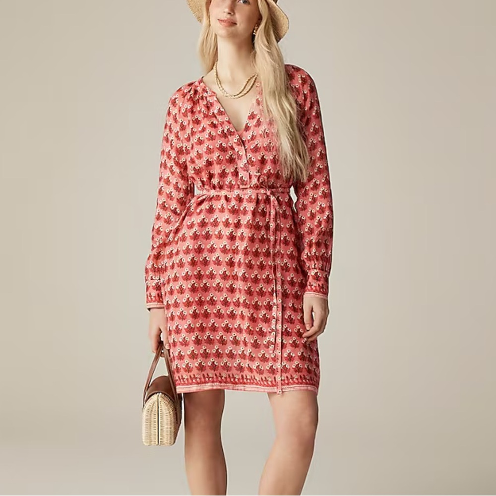 J.Crew Cabana mini‎ dress in block-print ramie